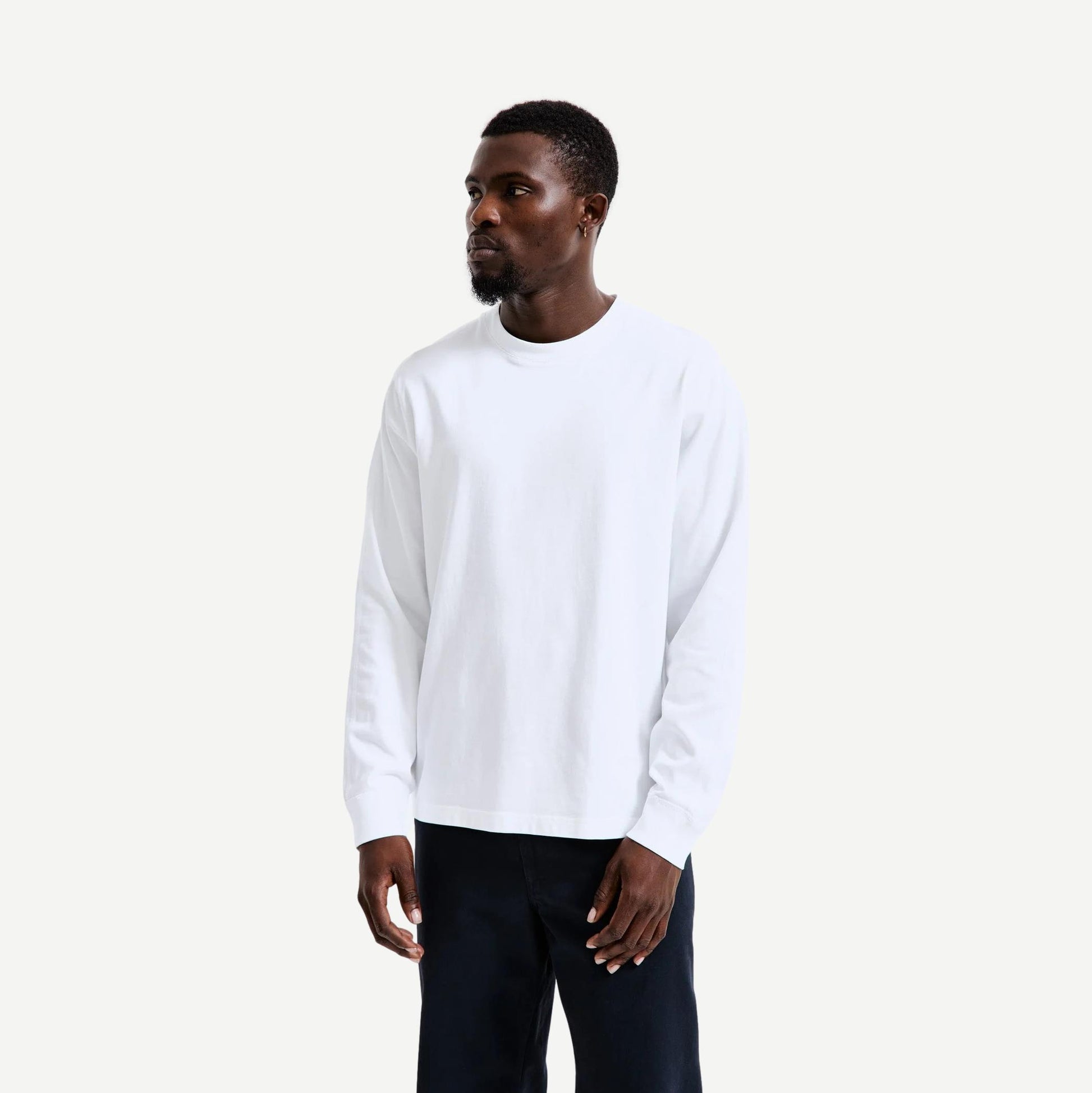 Knit Midweight Jersey Long Sleeve - White - Galvanic.co