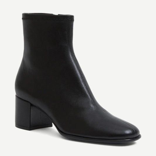 Bianca Stretch Leather Ankle Boot - Black