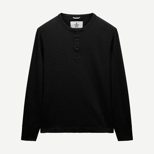 1x1 Slub Rib Henley - Black - Galvanic.co