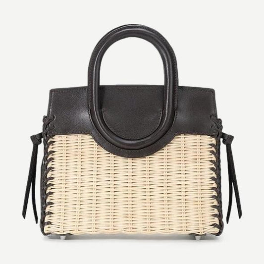 Maude Mini Wicker Carryall - Natural/Espresso
