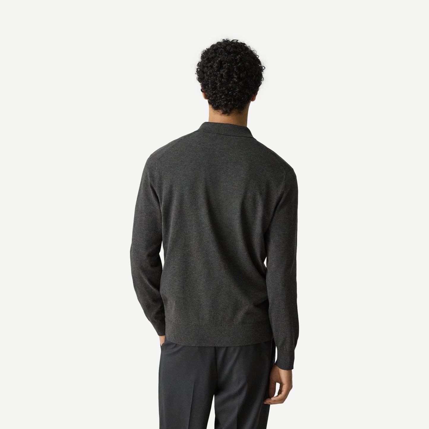 Goris Polo Long Sleeve Shirt - Charcoal Melange