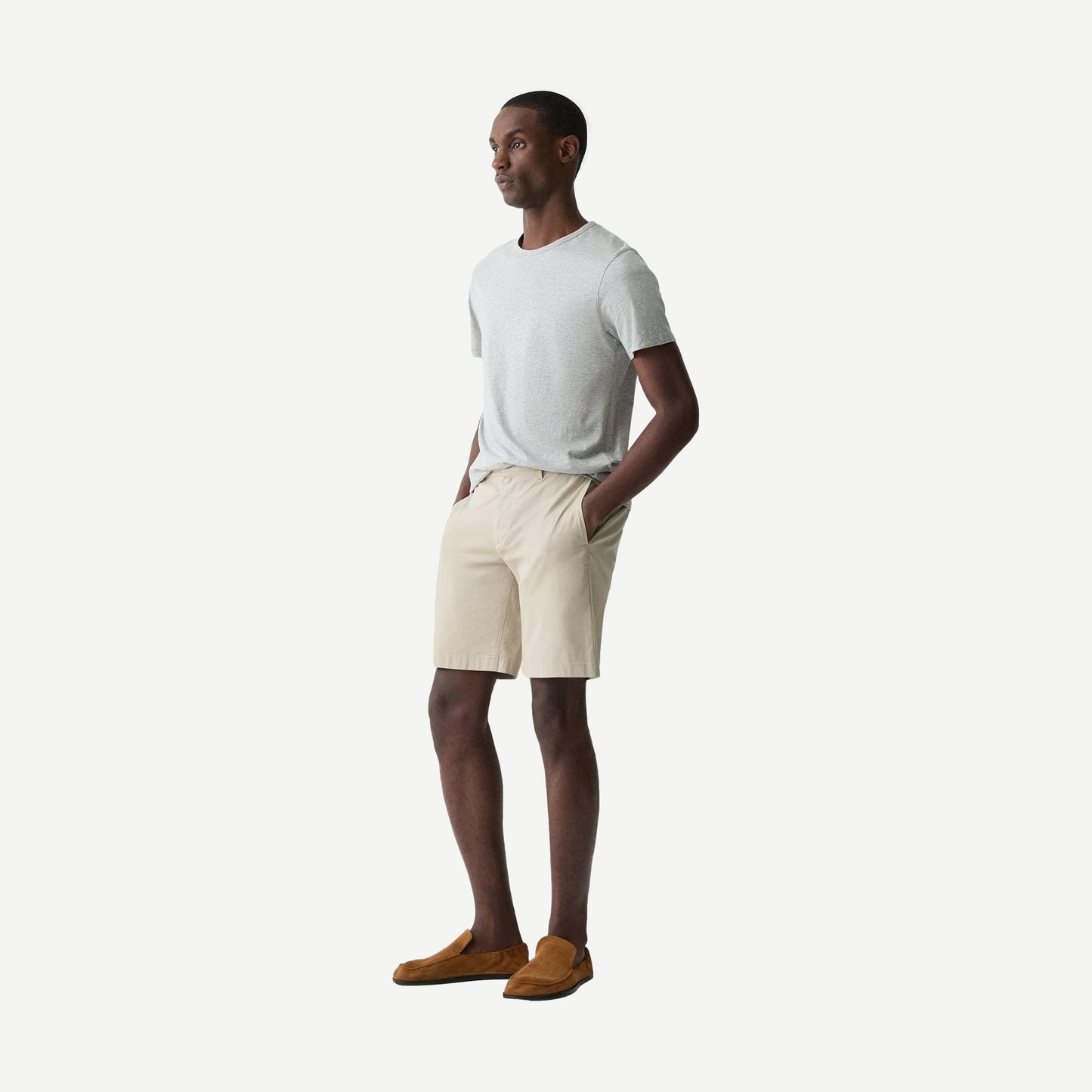 Zaine Stretch Cotton Shorts - Earl Grey - Galvanic.co