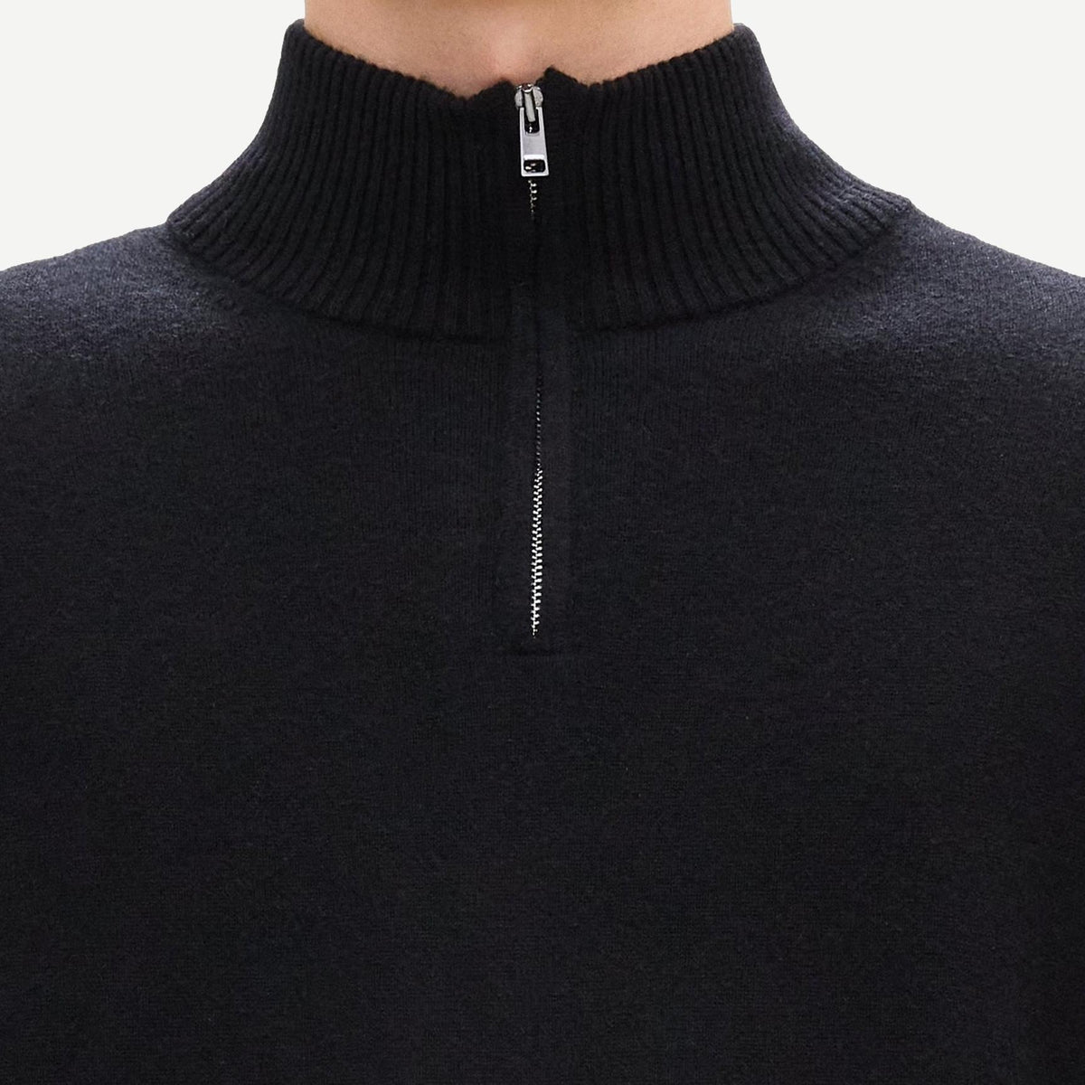 Hilles Quarter Zip Cashmere - Black - Galvanic.co