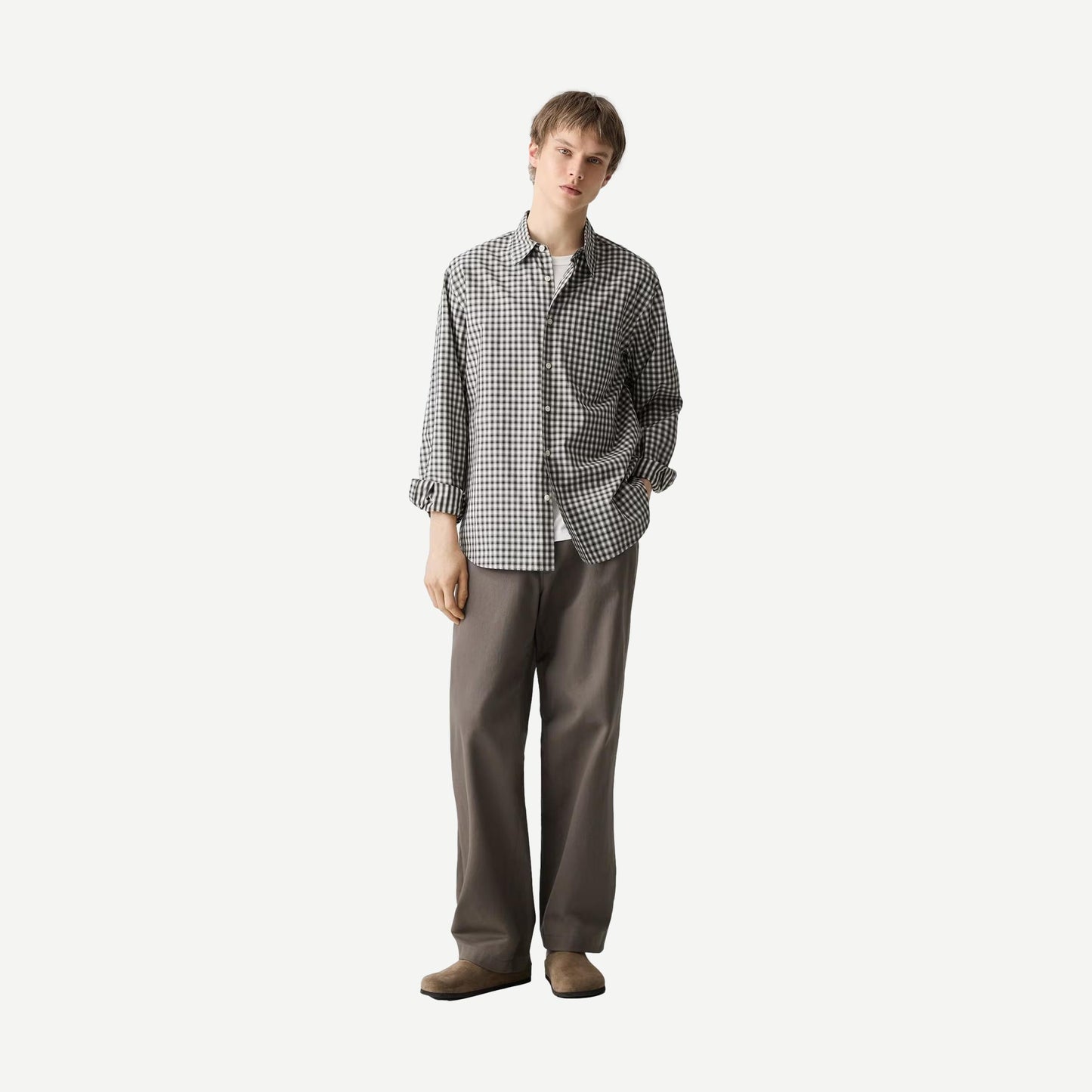 Theory Weekend Shirt in Park Check Ivy Multi featuring a casual button-up shirt with a plaid check pattern and relaxed fit.