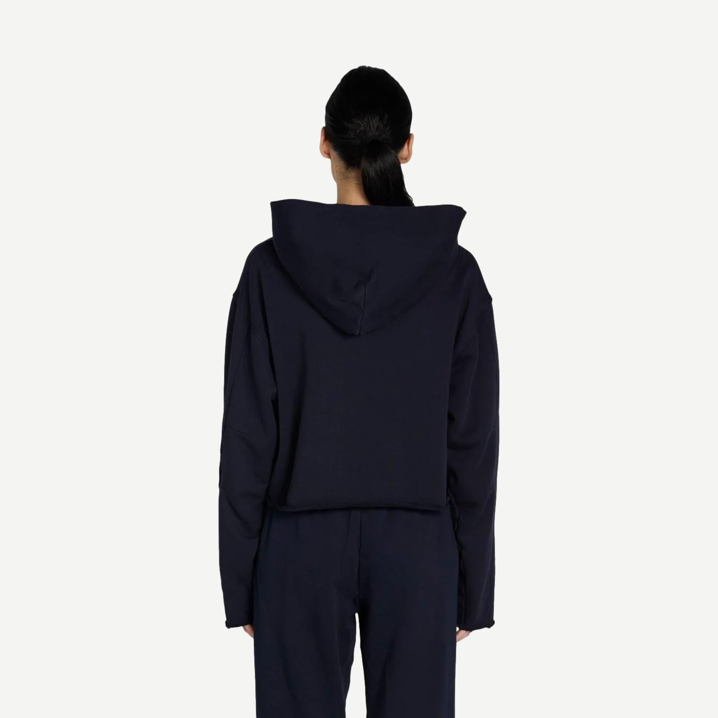 Rosa Raw Zip Hoodie - Navy - Galvanic.co