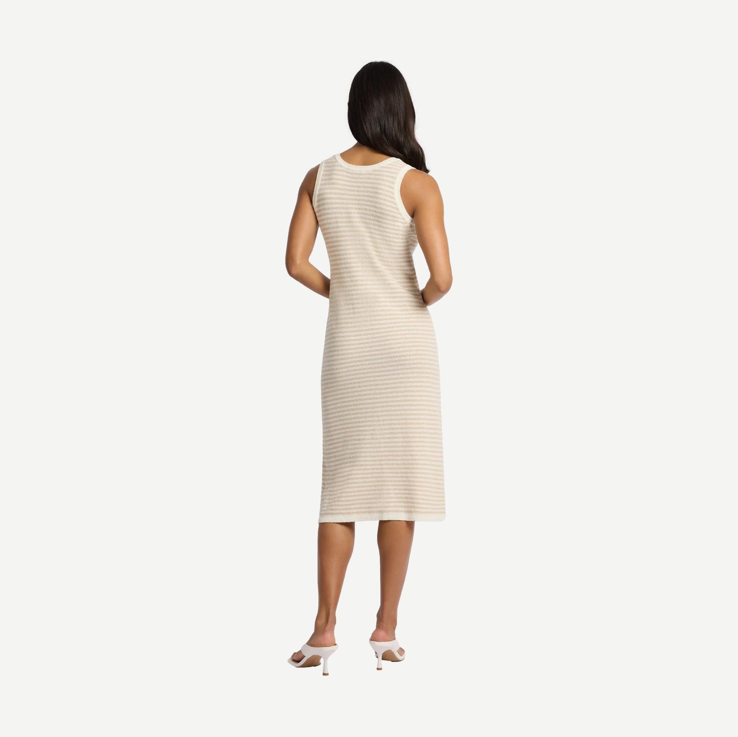 Cotton Boucle Scoop Tank Dress - Jute/Egret - Galvanic.co