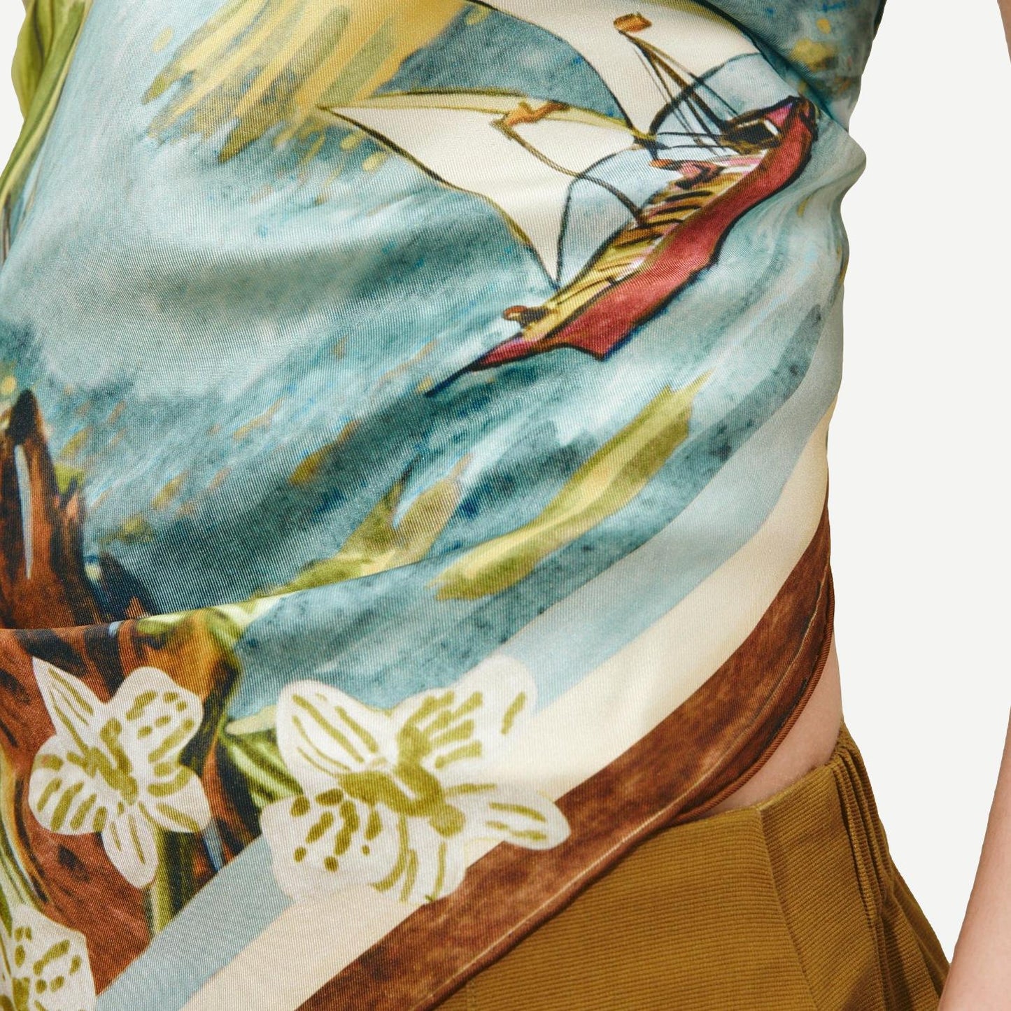 Alémais Toucan Tango Silk Scarf in vibrant multicolor with tropical toucan design, lightweight and elegant accessory.