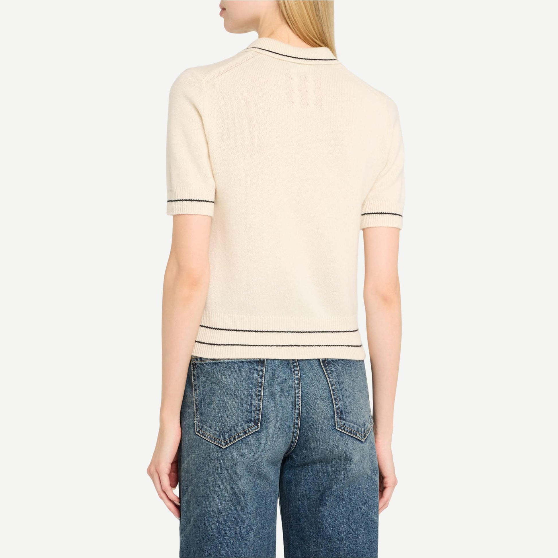 Carline Polo Sweater - Ivory/Black - Galvanic.co