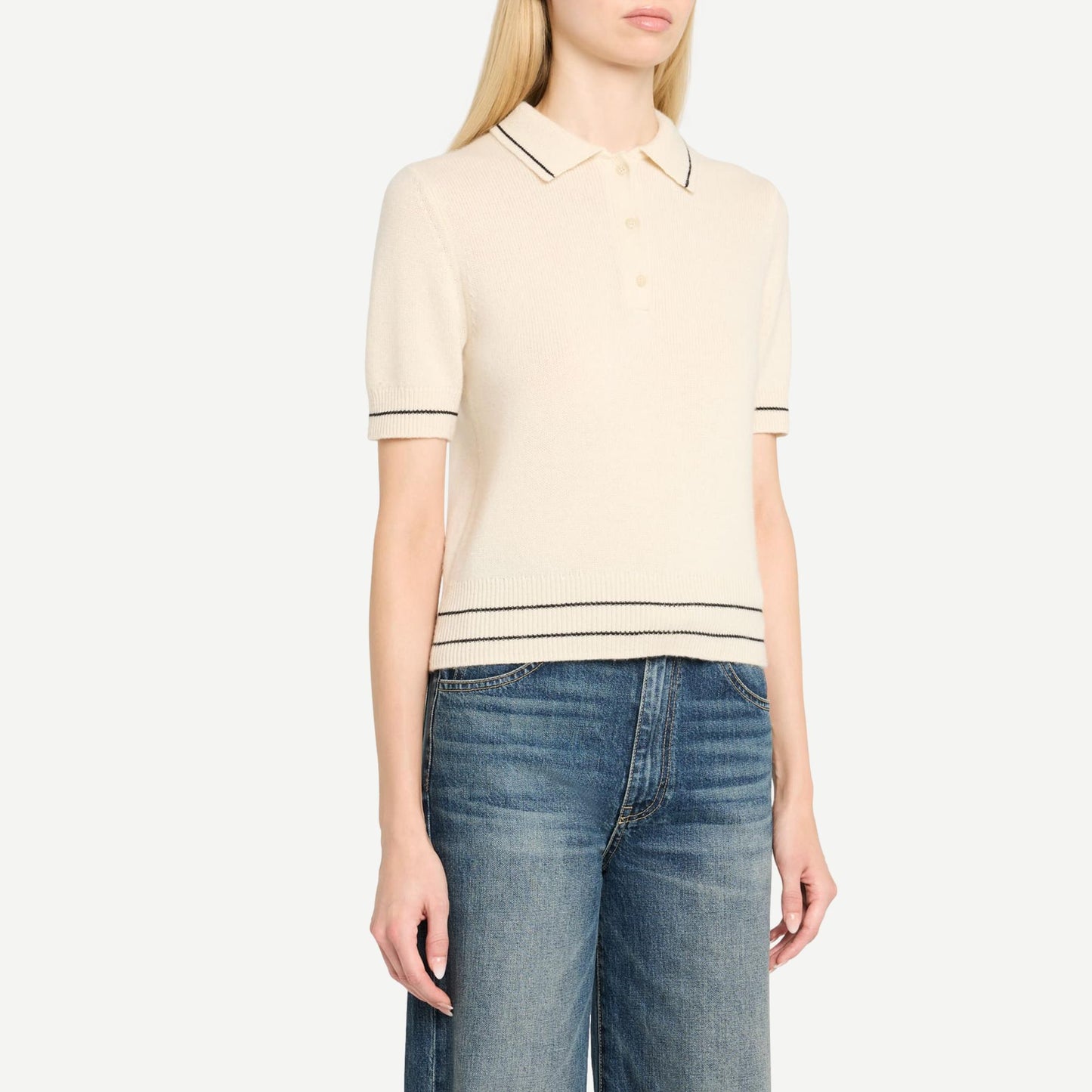 Carline Polo Sweater - Ivory/Black - Galvanic.co