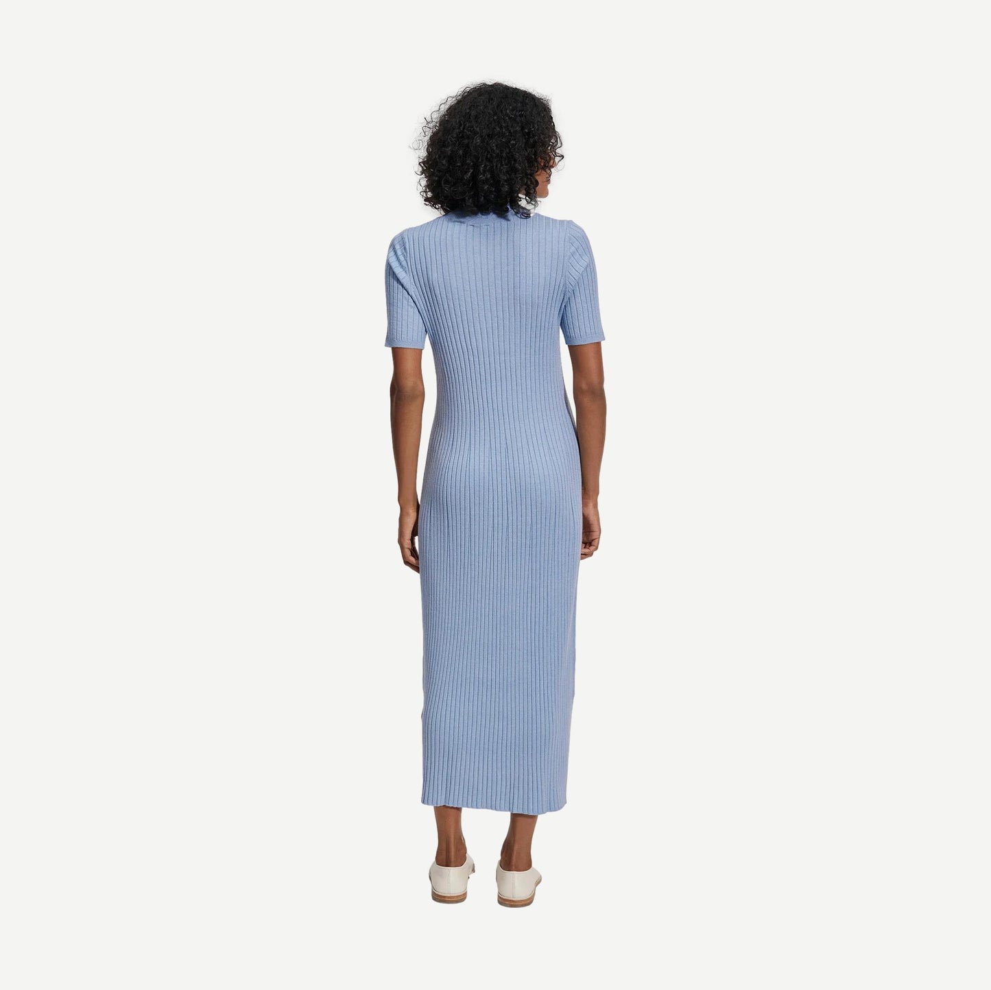 Maeve Rib Knit Midi Dress - Ashley Blue - Galvanic.co