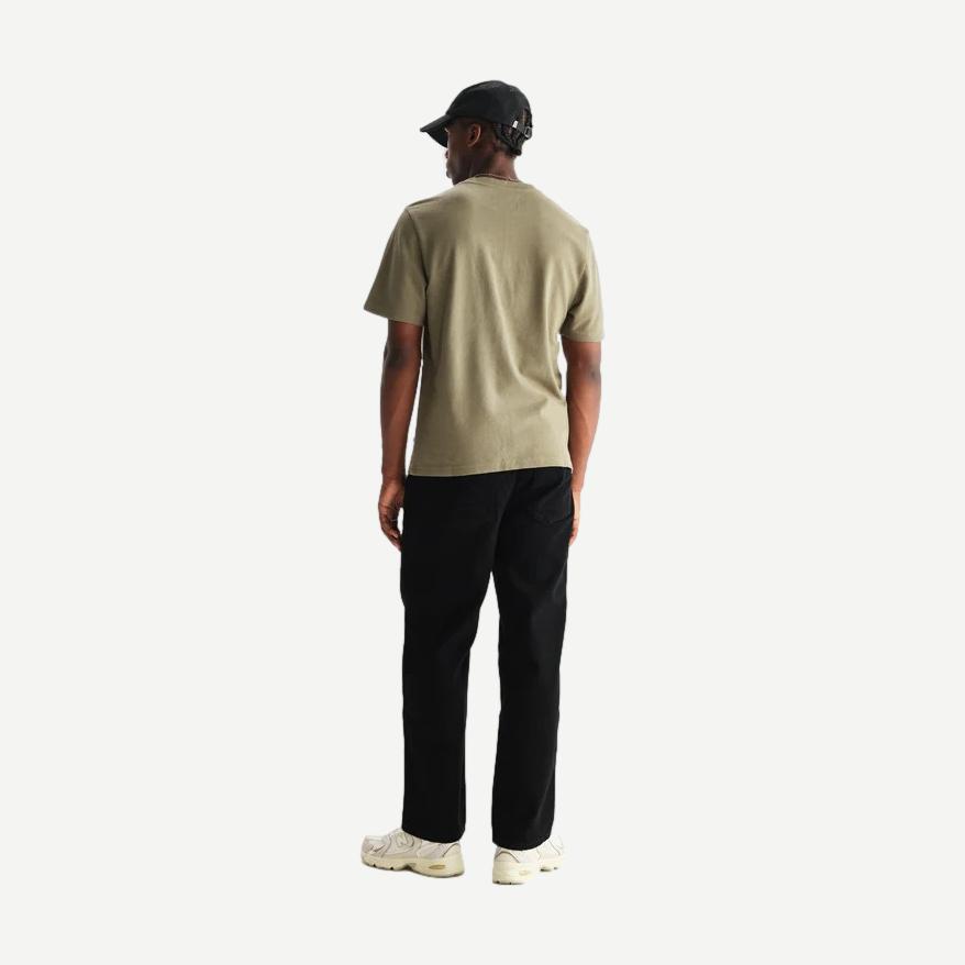 Wax London Dean SS Green T-Shirt made of textured organic cotton, featuring a casual fit and vibrant green color.