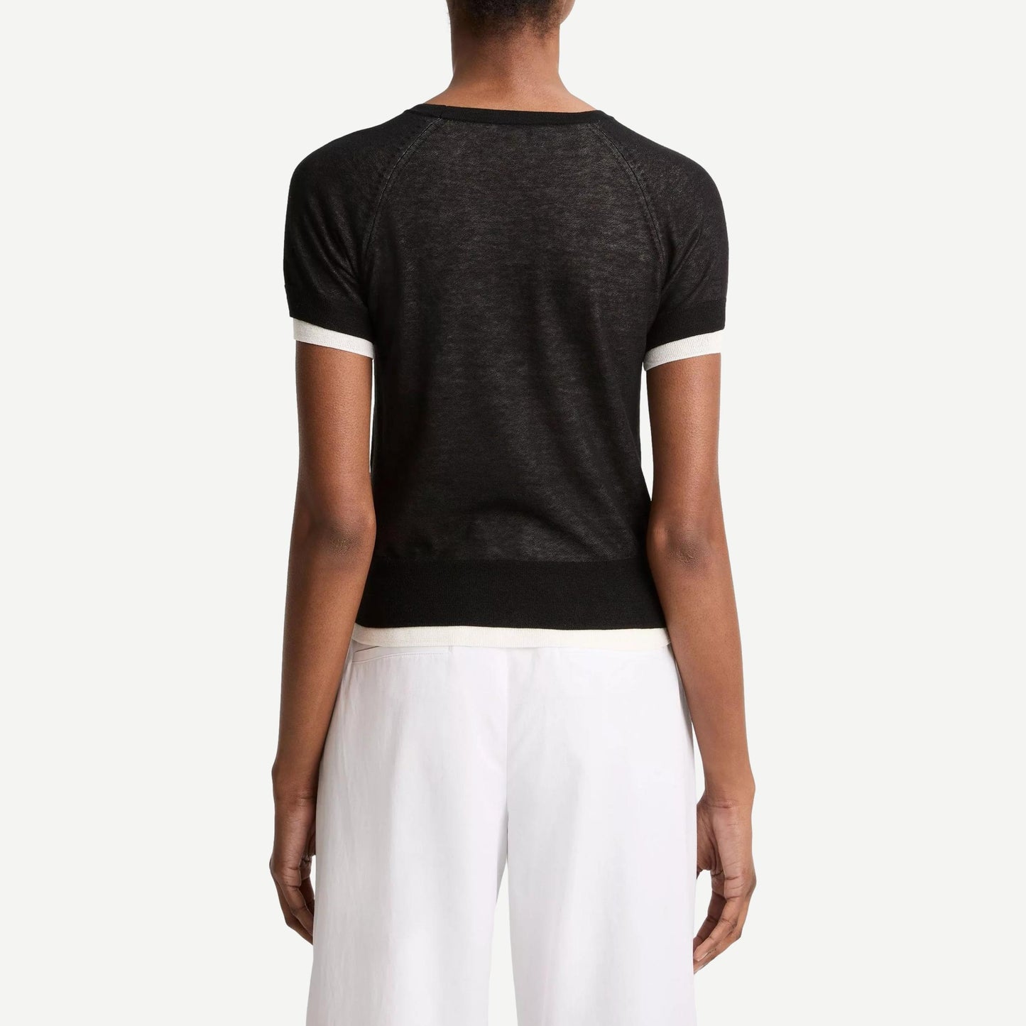 Double Layer Raglan S/S Crew - Black/Off White - Galvanic.co