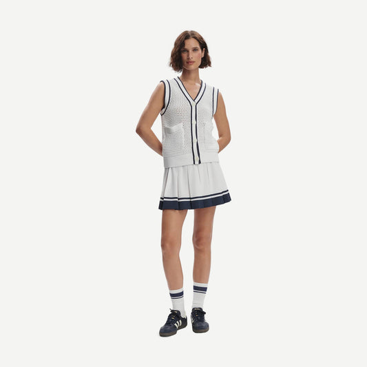 Leilani V-Neck Tank - White/Blue Nights - Galvanic.co