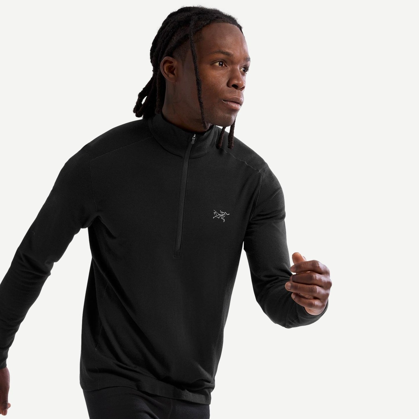 Rho Merino Wool Zip Neck M - Black