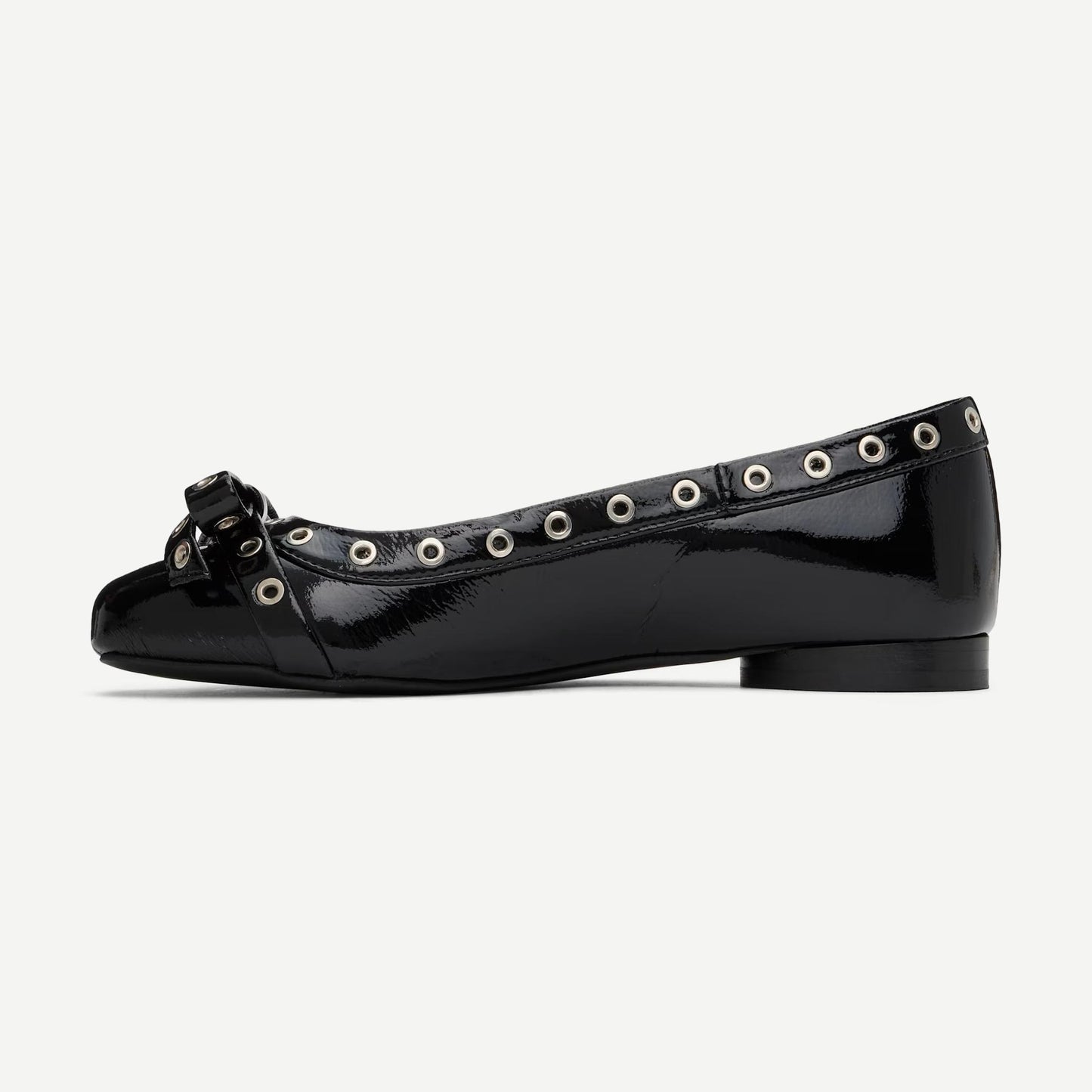 Eyelets Bow Ballerina Naplack - Black - Galvanic.co