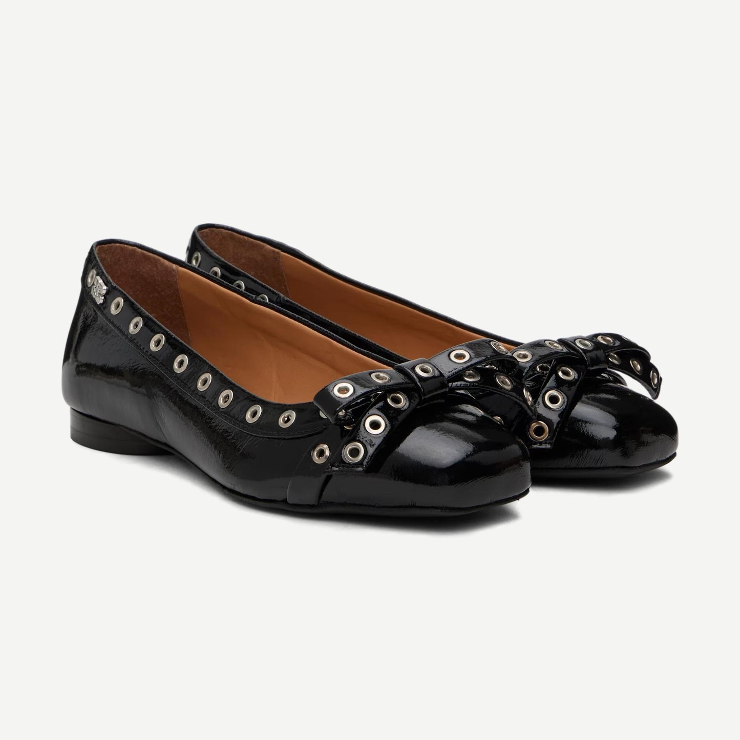 Eyelets Bow Ballerina Naplack - Black - Galvanic.co