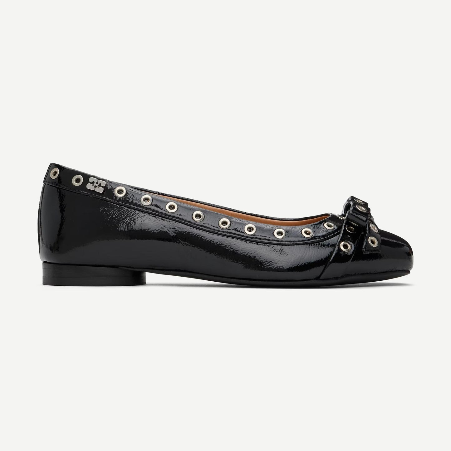 Eyelets Bow Ballerina Naplack - Black - Galvanic.co