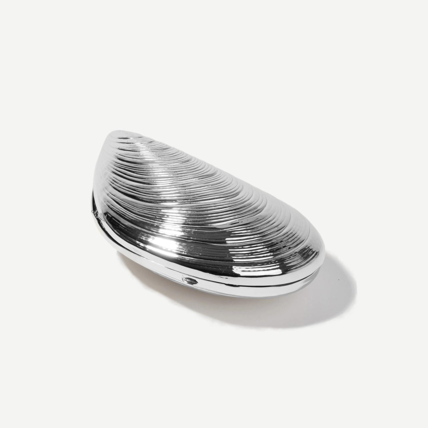 Bridget Mini Metal Oyster Shell Clutch - Silver - Galvanic.co