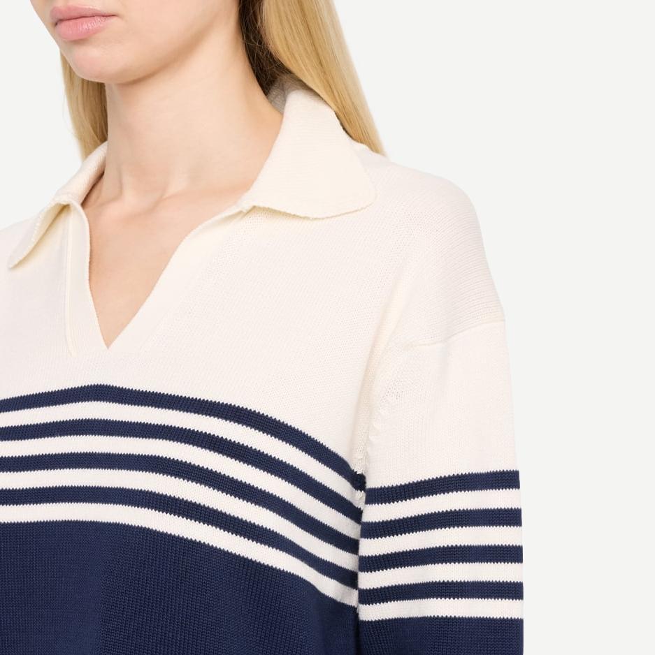 Jules Knit Polo - Midnight Stripe - Galvanic.co