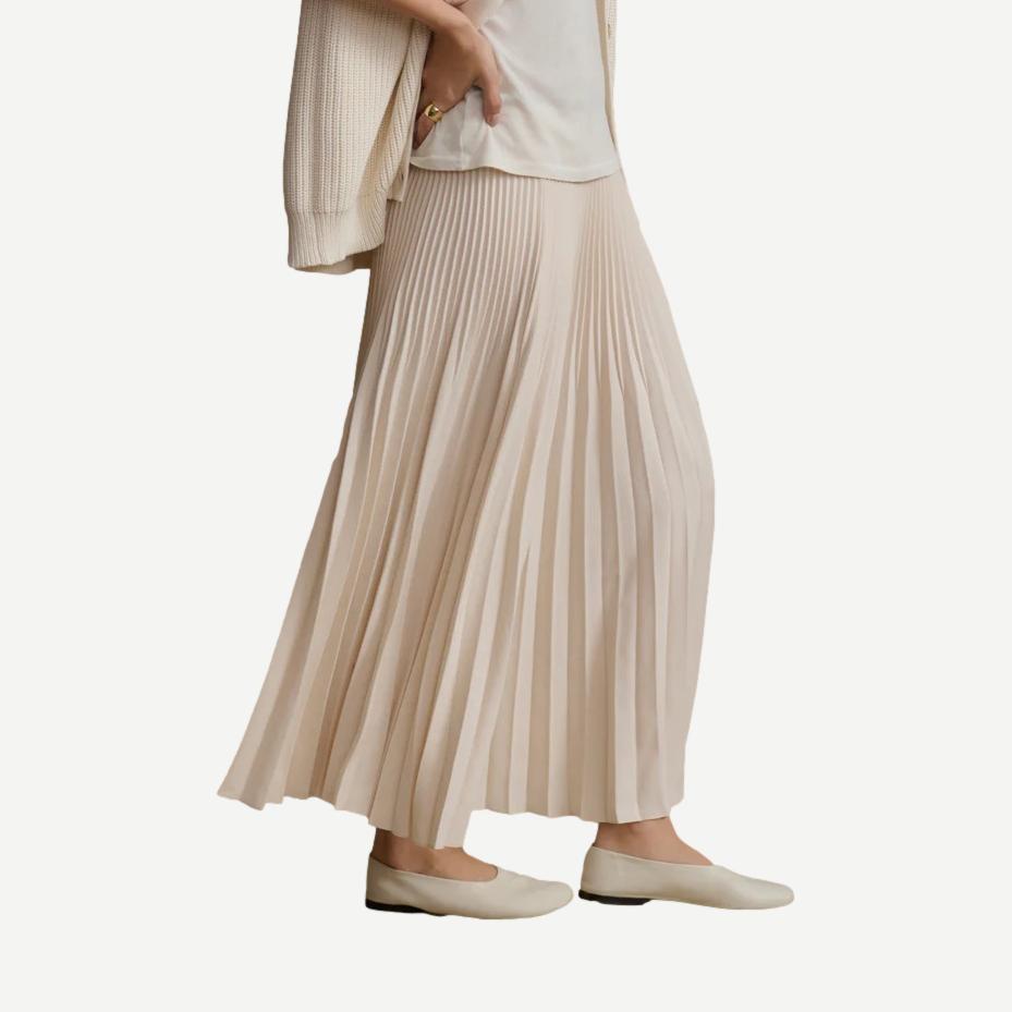 Pleated Skirt - Ivory - Galvanic.co