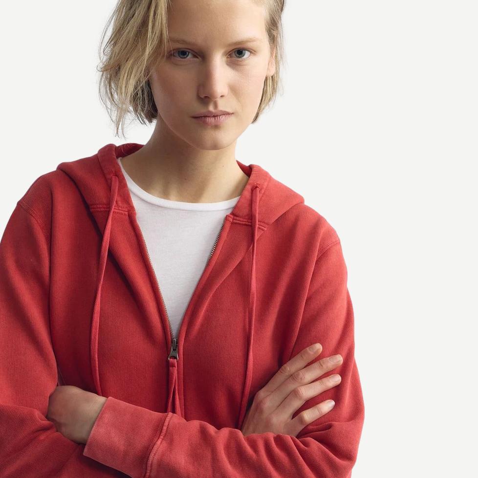 Callie Zip Up Hoodie - Washed Red