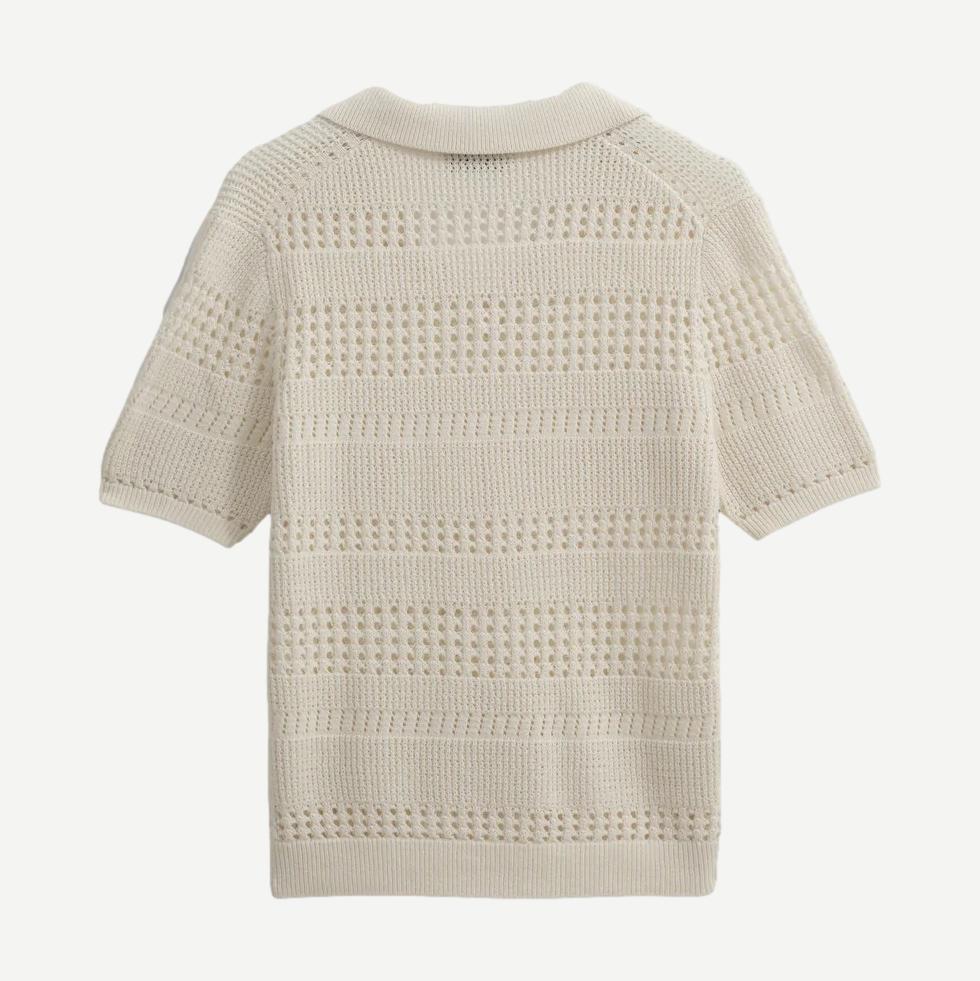 Siena Polo - Stripe Open Knit Ecru - Galvanic.co