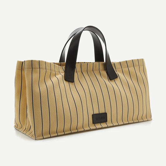 Staud Port Tote bag in Monday Stripe with multicolored design, featuring sturdy handles and spacious interior for everyday use.