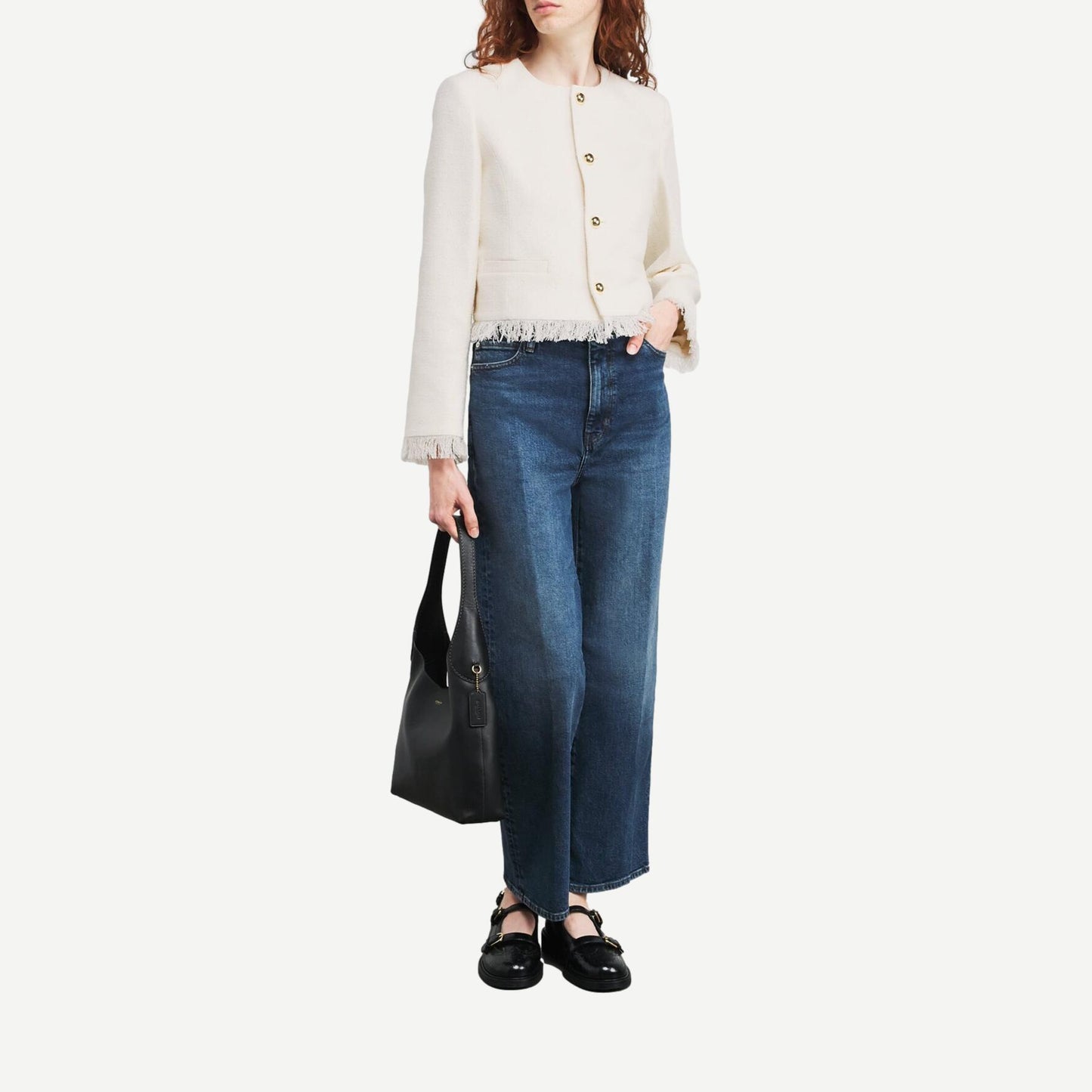 The Tweed Fringe Jacket - White - Galvanic.co