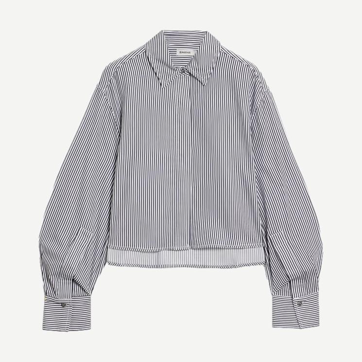Renata Cropped Button Down Shirt - Midnight Stripe - Galvanic.co