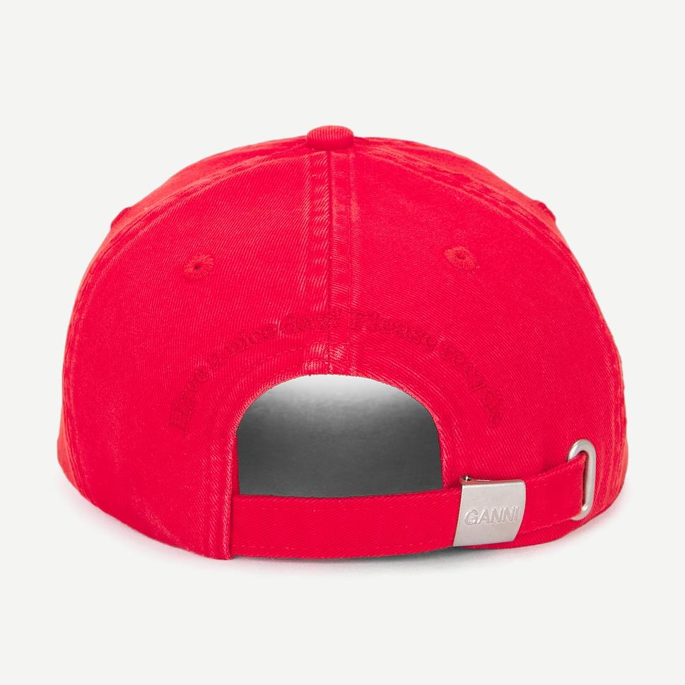 Washed Cotton Canvas Cap Embroidered - Fiery Red - Galvanic.co