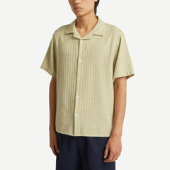 Didcot SS Shirt Texture Wave Stripe - Sage - Galvanic.co