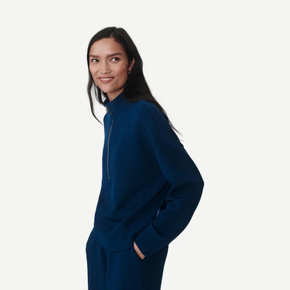 Mavis Mock Neck Sweat - Sea Blue
