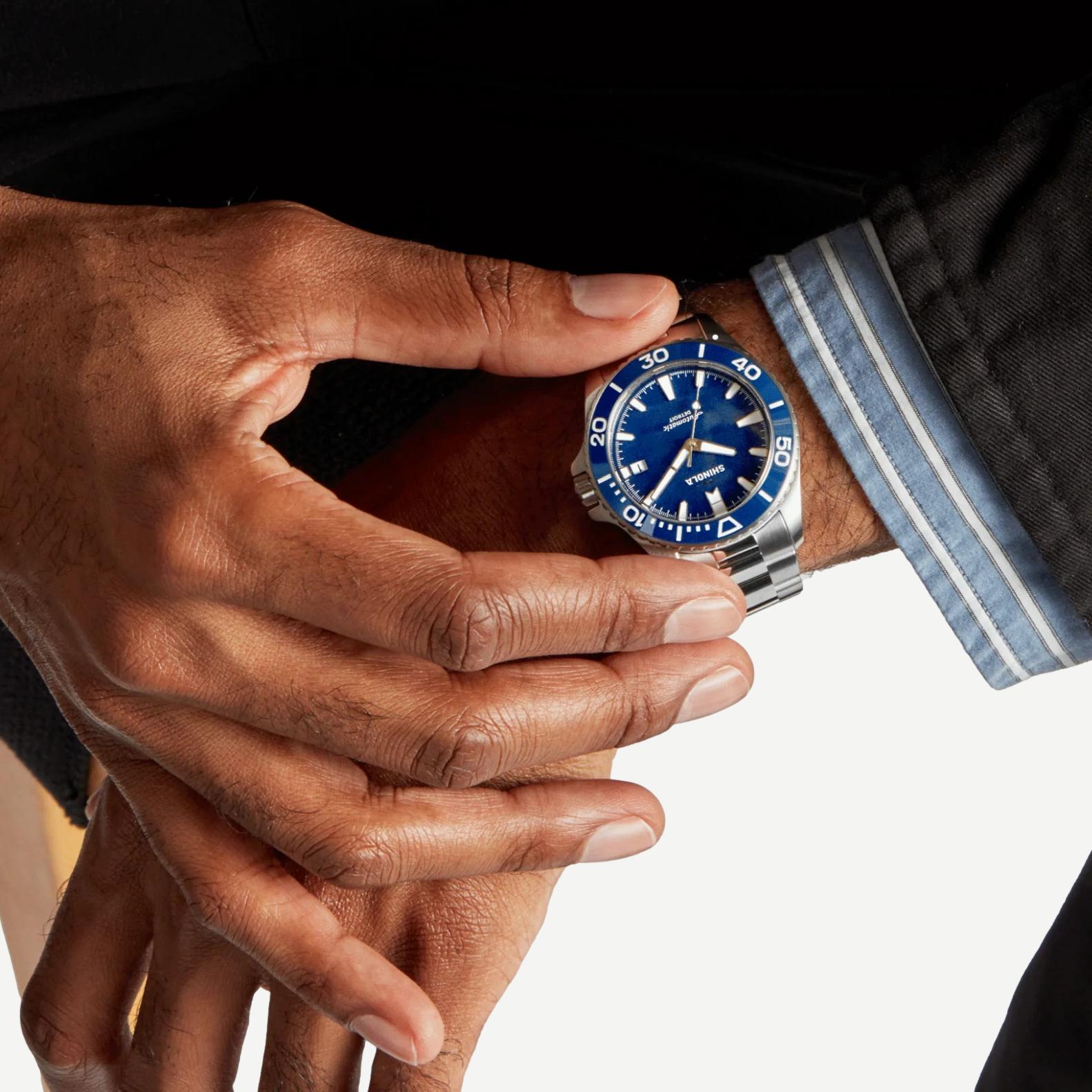 Monster Automatic Lake Michigan 39mm Dive Watch - Blue/MOP/Silver - Galvanic.co