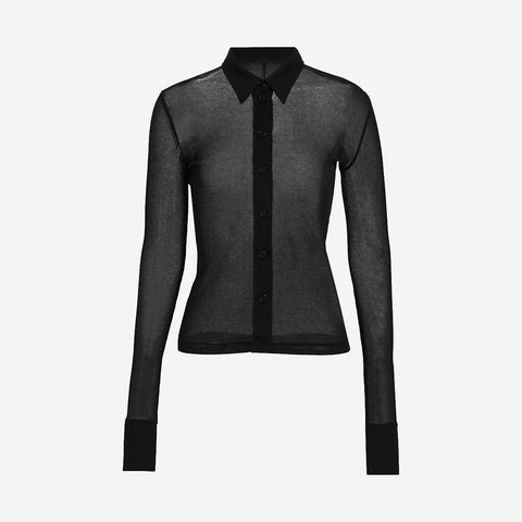 Sheer Rib Shirt - Black - Galvanic.co