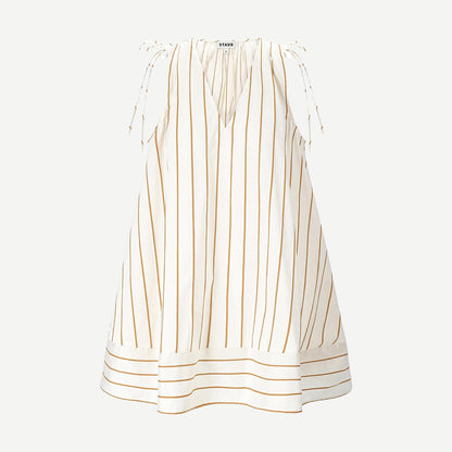Staud Elena Dress in Solana Stripe featuring a stylish, lightweight design with a vibrant striped pattern and a comfortable fit.