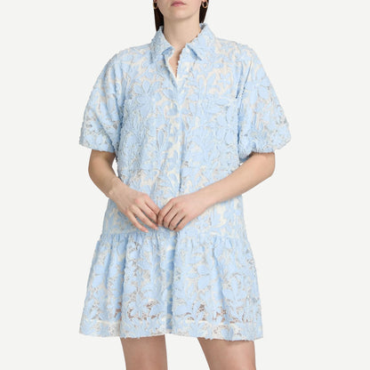 Crissy Cotton Lace Mini Dress - Celeste Mutli