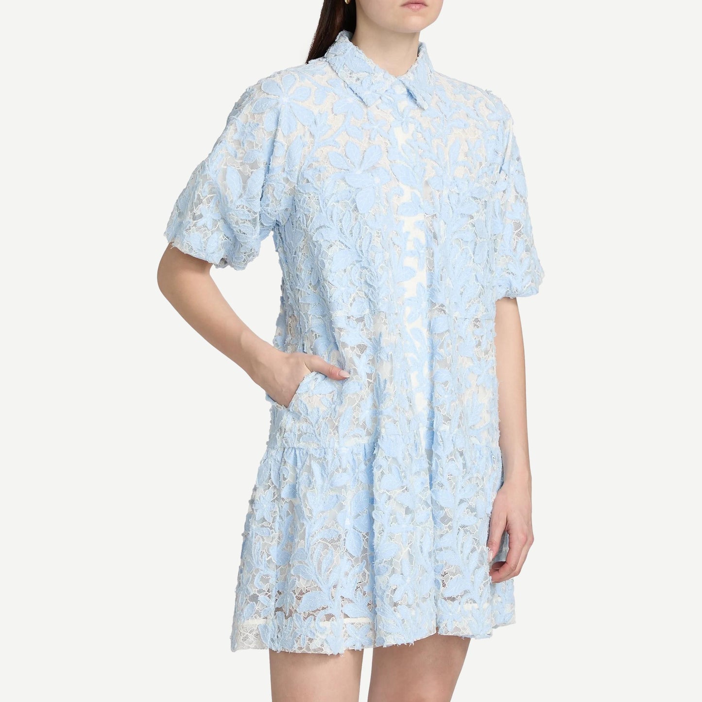 Crissy Cotton Lace Mini Dress - Celeste Mutli