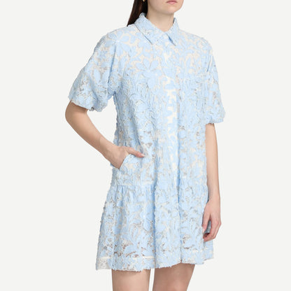 Crissy Cotton Lace Mini Dress - Celeste Mutli