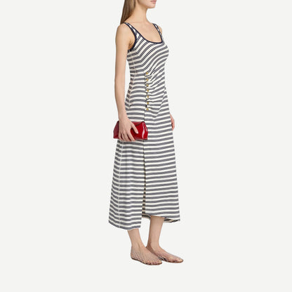 Becker Cotton Jersey Midi Dress- Midnight Stripe