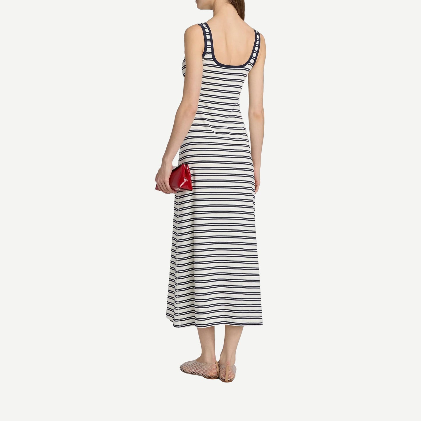 Becker Cotton Jersey Midi Dress- Midnight Stripe