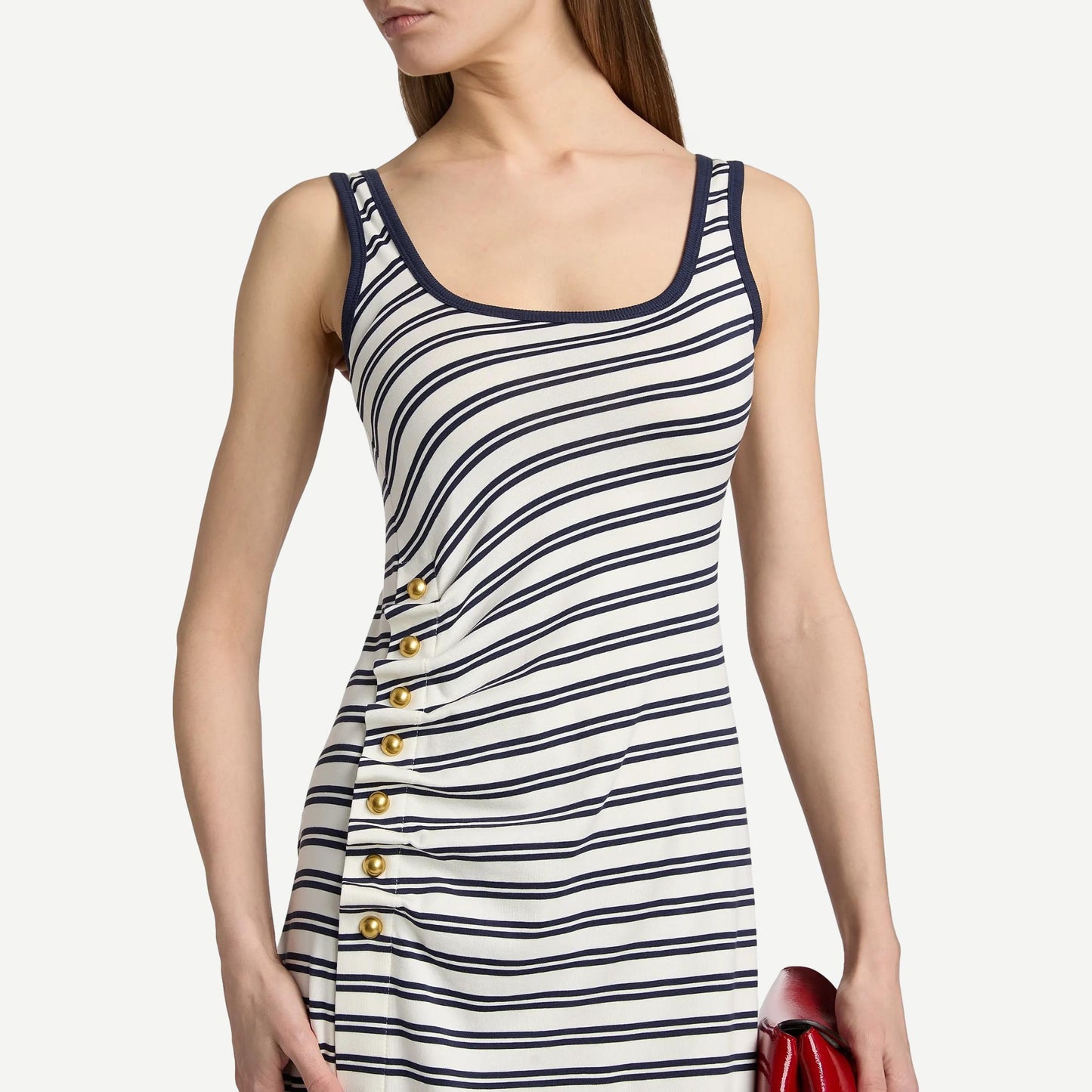 Becker Cotton Jersey Midi Dress- Midnight Stripe