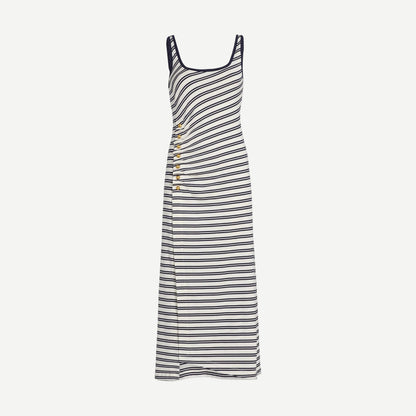 Becker Cotton Jersey Midi Dress- Midnight Stripe