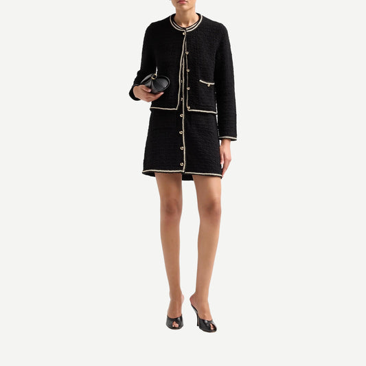 Anouk Button Front Jacket - Black Ivory