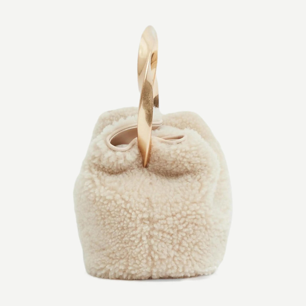 Nixi Shearling Mini Twist Bucket Bag - Ecru - Galvanic.co