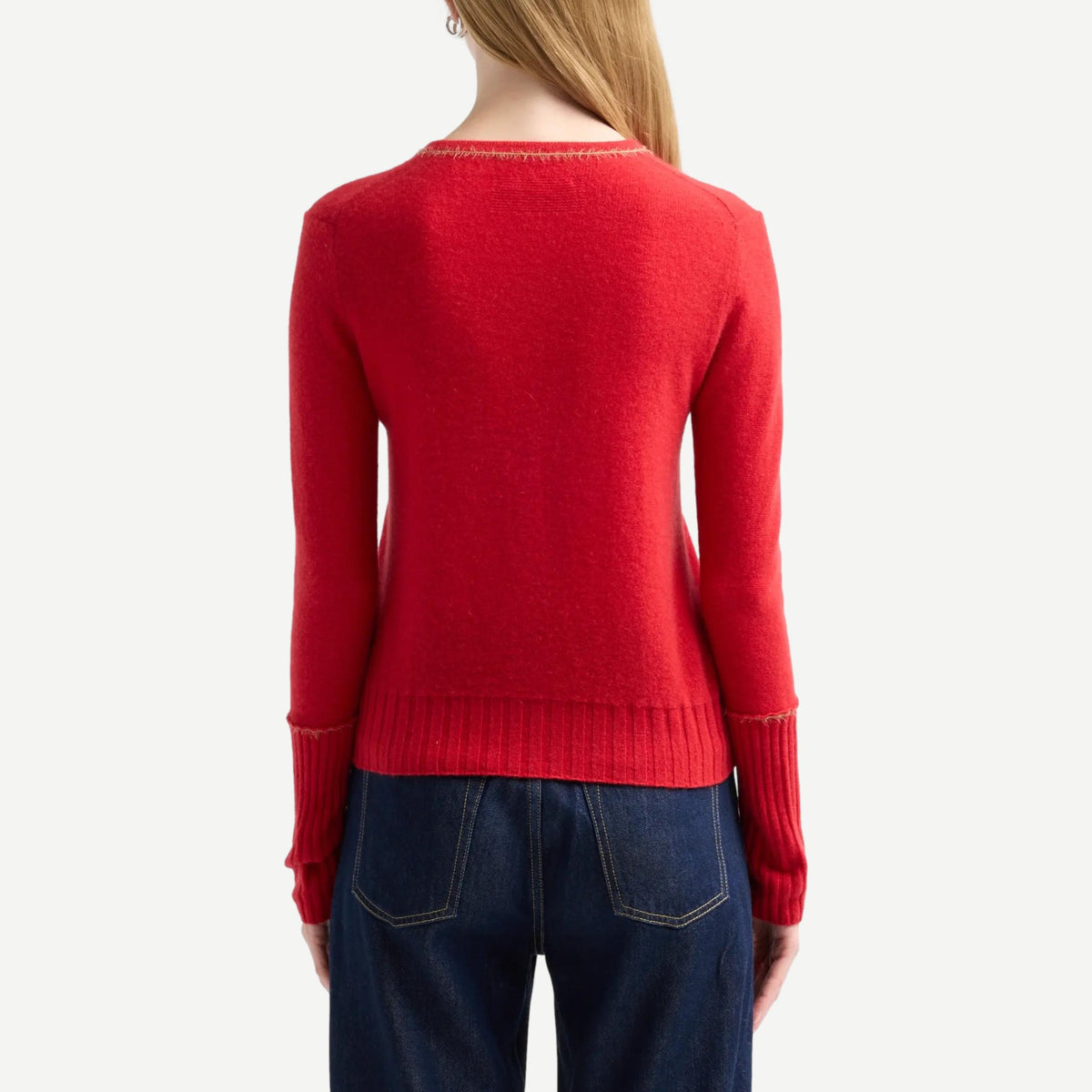 Guest in Residence Flurry Jane cardigan in Candy Cane red and white knit pattern