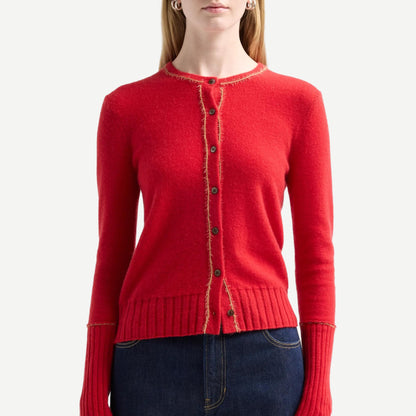Guest in Residence Flurry Jane Cardigan in Candy Cane, soft knit cardigan with a colorful striped pattern