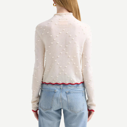 Guest in Residence Popcorn Top sweater in Snow white, featuring a textured popcorn knit design