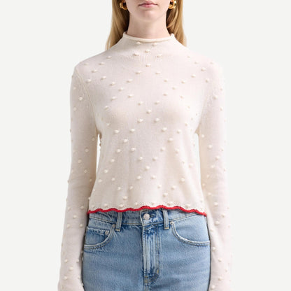 Guest in Residence Popcorn Top sweater in Snow white, featuring a textured popcorn knit design
