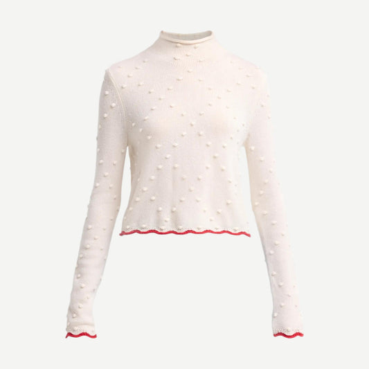 Guest in Residence Popcorn Top in Snow, cozy textured knit sweater with a classic silhouette