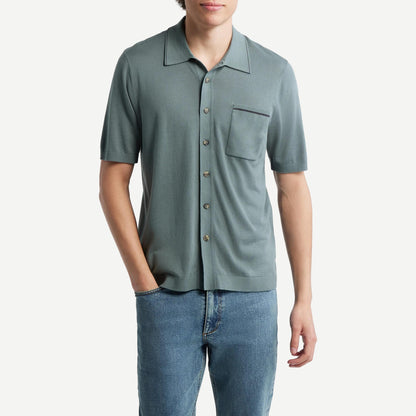 Dalton Silk-Cotton Knit Shirt - Forrest